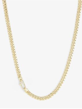 Melinda Maria Julian Pavé Lock Necklace 5mm Gold + White Diamondettes